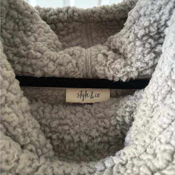 Style & Co. Gray Sherpa Cowl Neck Sweater - Picture 3 of 3